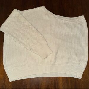 Nasty Gal One Shoulder Oversized Cream Knit Sweater Size Large